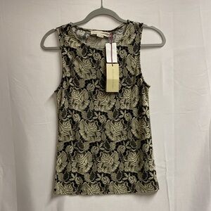 Stella McCartney Wool Blend Floral Lace Tank Top Black/Tan Size 40 Small NWT